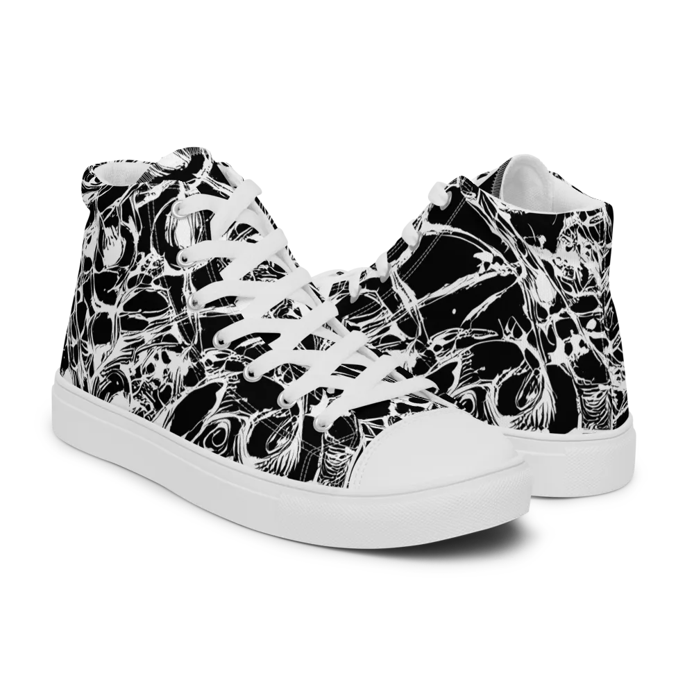 Ravenous Lines on Women's High Top Canvas Shoes — Right