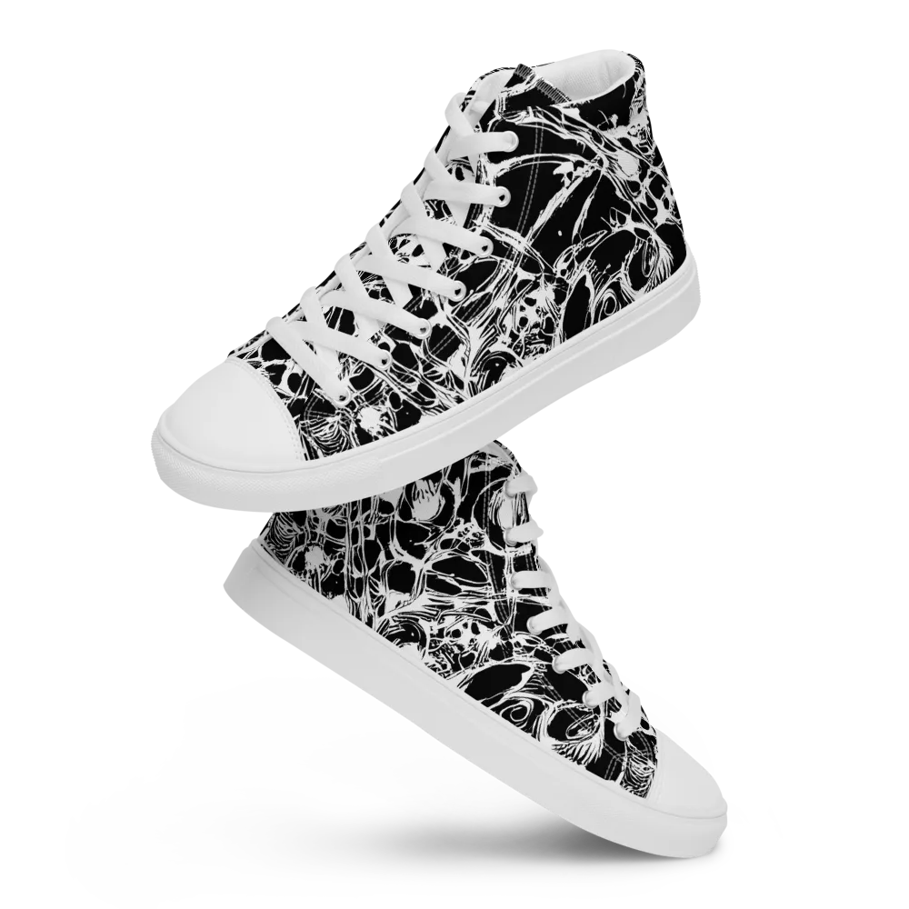Ravenous Lines on Women's High Top Canvas Shoes — Front