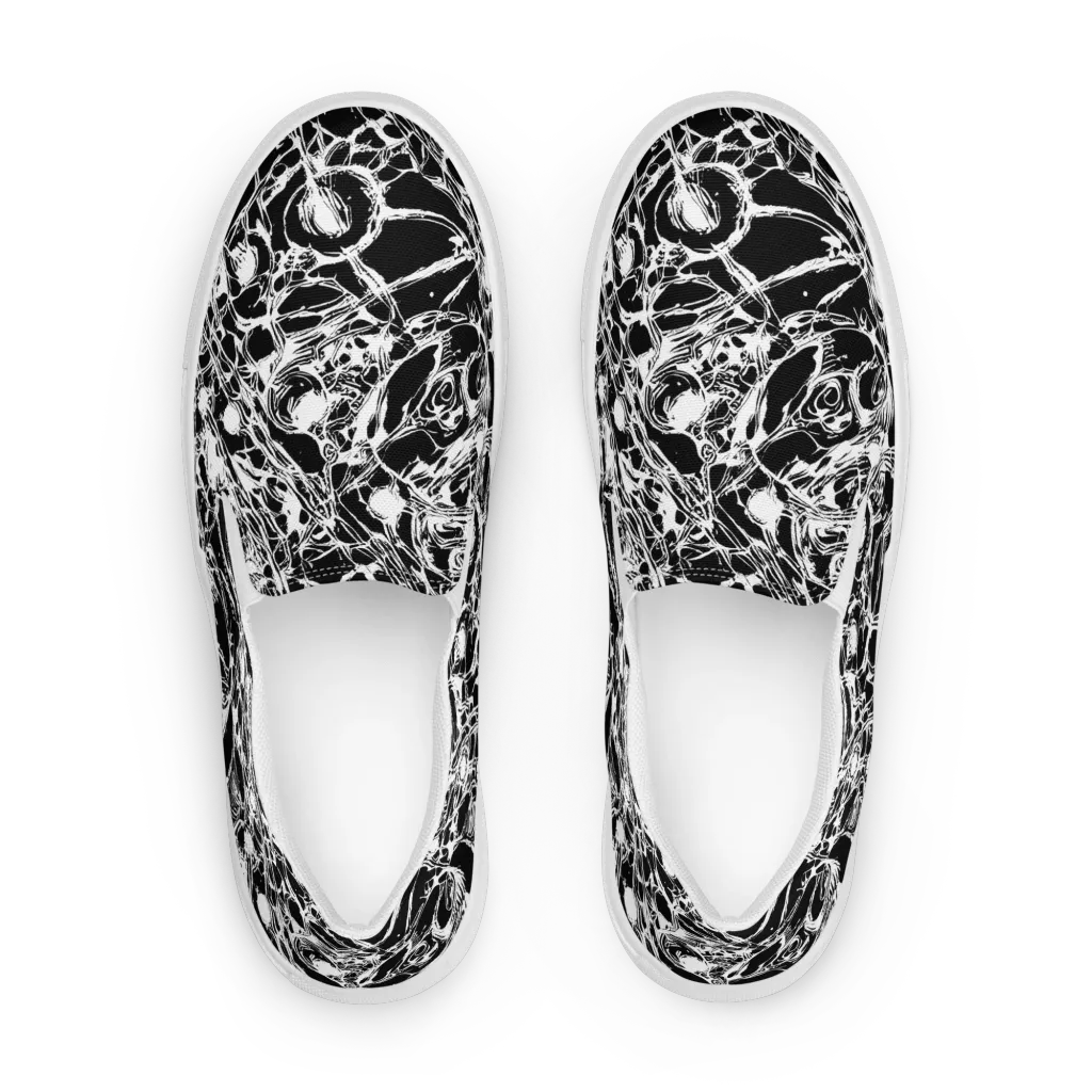 Ravenous Lines on Men's Slip-On Canvas Shoes — Front