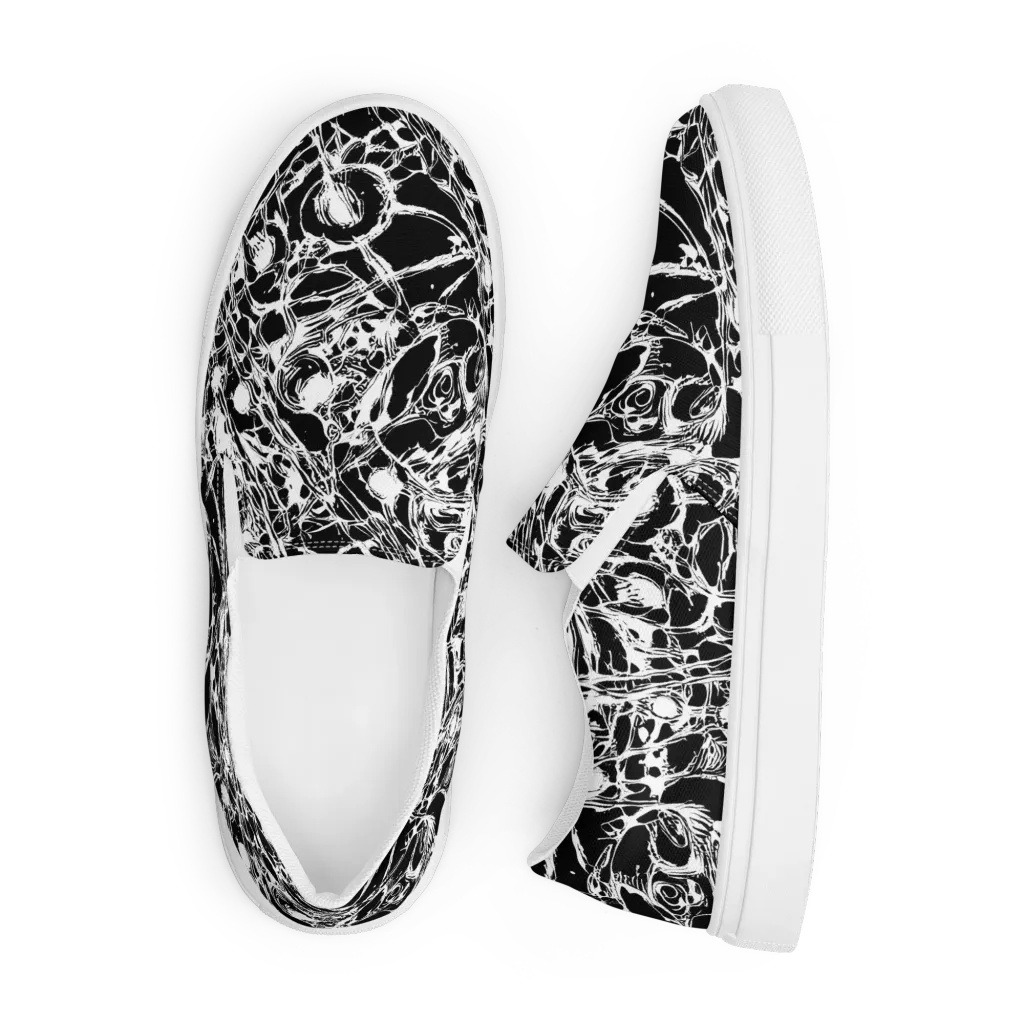 Ravenous Lines on Men's Slip-On Canvas Shoes — Front