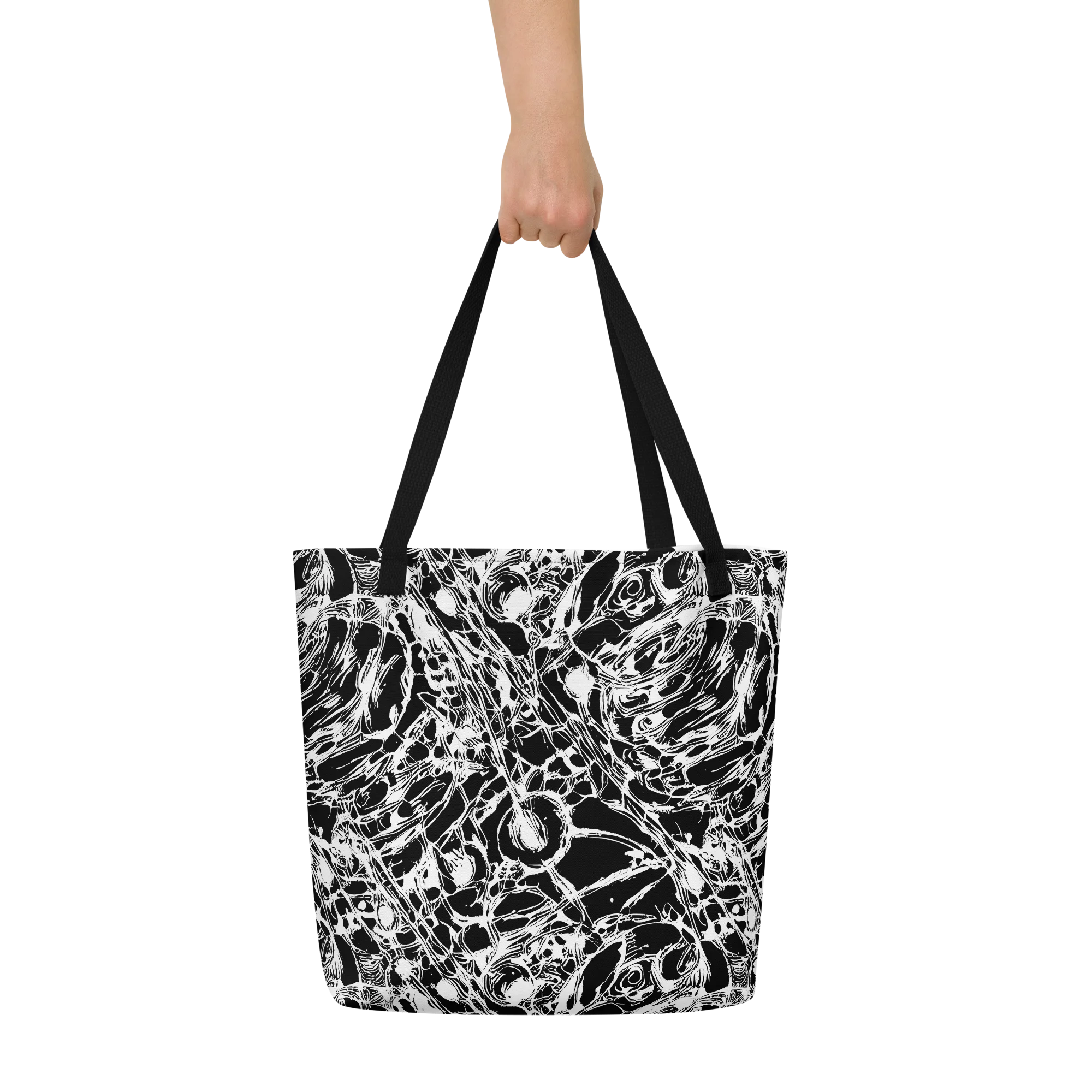 Ravenous Lines on Large Tote Bag W/ Pocket — Front