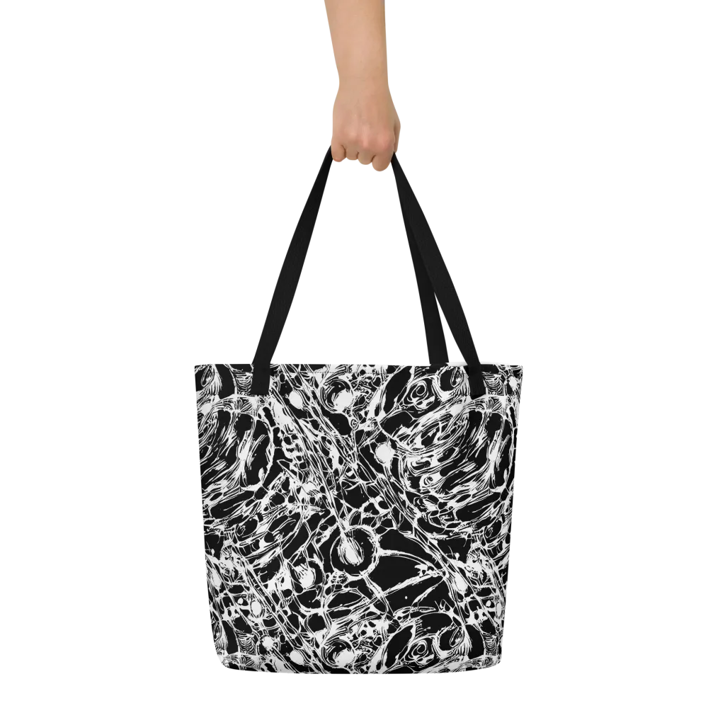 Ravenous Lines on Large Tote Bag W/ Pocket — Front