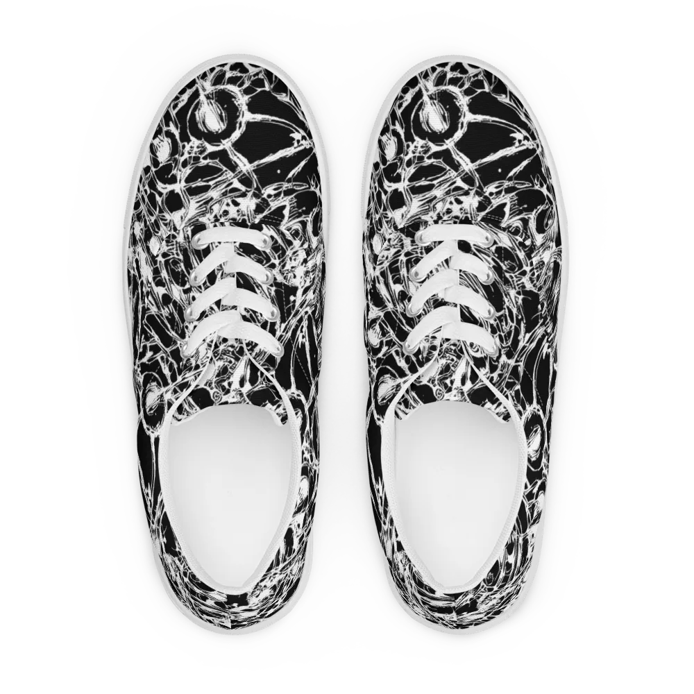 Ravenous Lines on Men's Lace-Up Canvas Shoes — Front