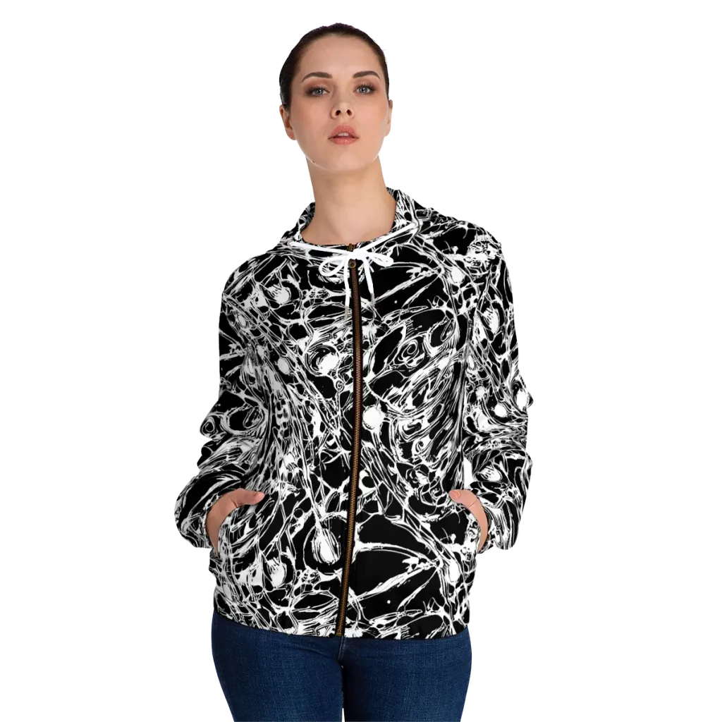Ravenous Lines on Women's Full-Zip Hoodie — Front On Person