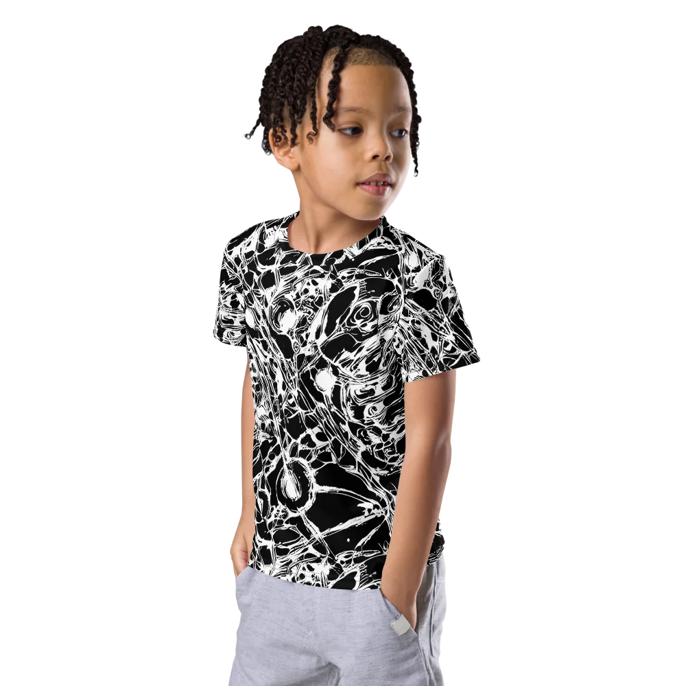 Ravenous Lines on Kids Crew Neck T-Shirt — Left Front