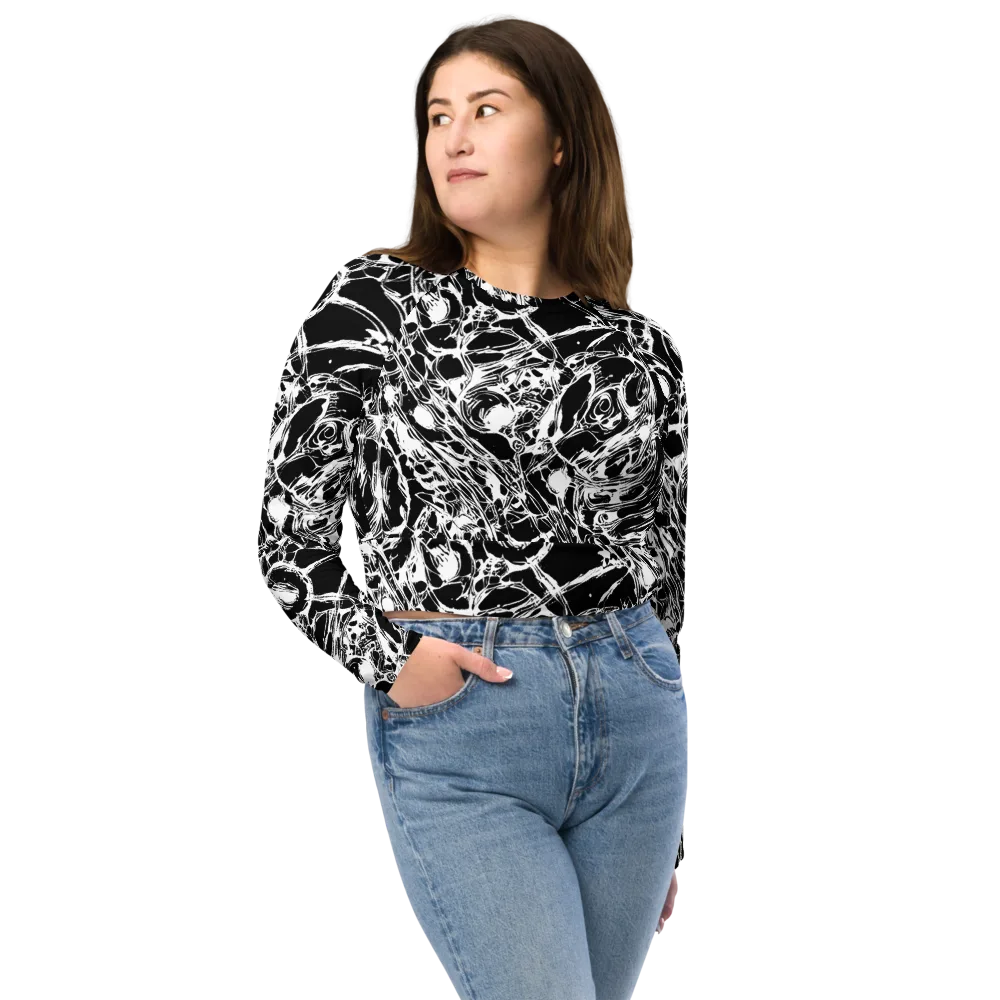 Ravenous Lines on Long Sleeve Crop Top — Front