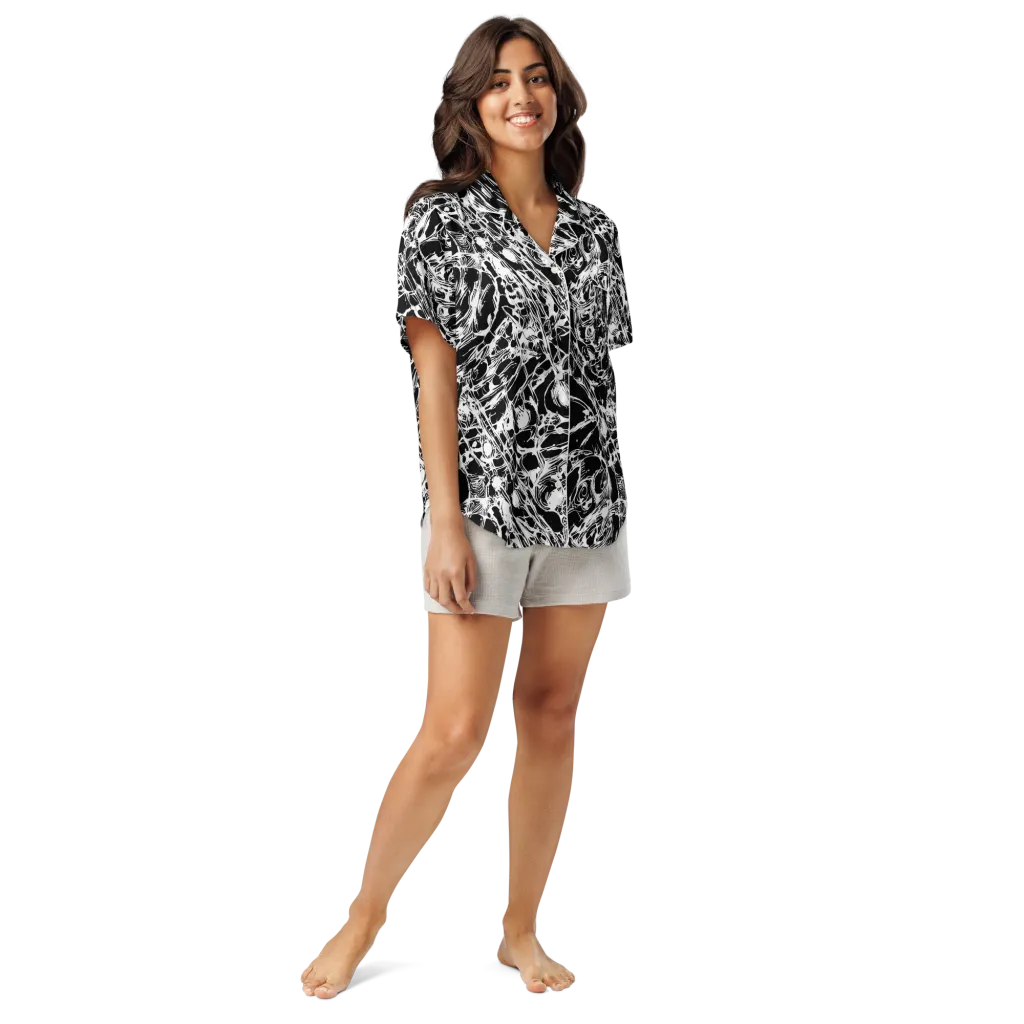 Ravenous Lines on Women's Short Sleeve Pajama Top — Front