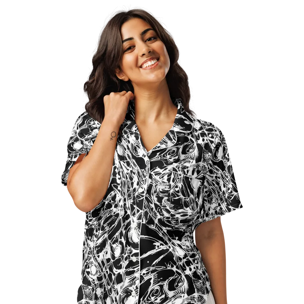 Ravenous Lines on Women's Short Sleeve Pajama Top — Front