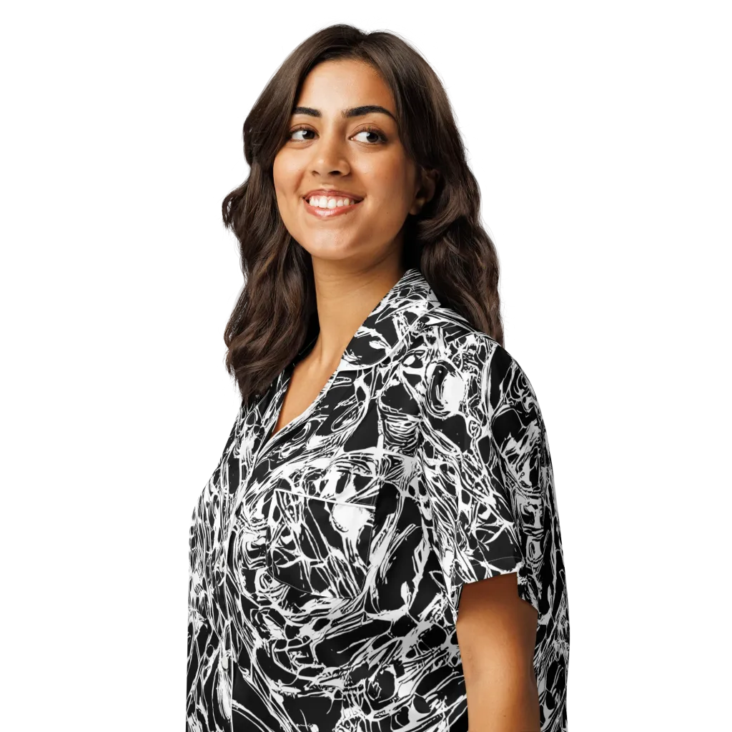 Ravenous Lines on Women's Short Sleeve Pajama Top — Left Front