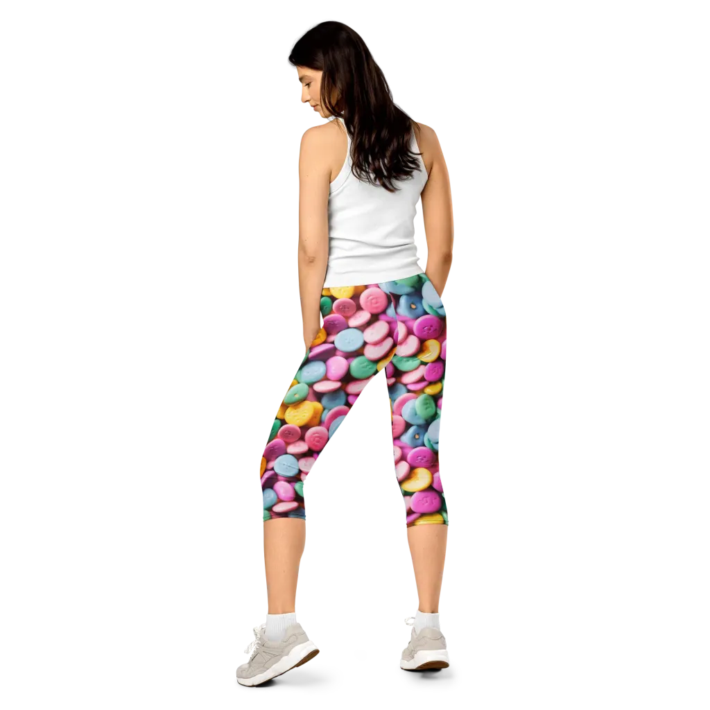 Candy Confetti on Capri Leggings — Back