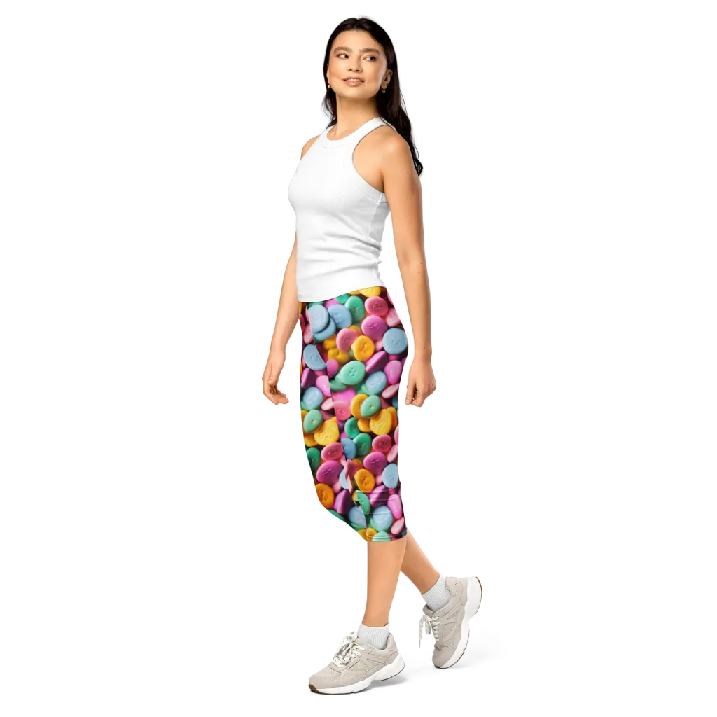 Candy Confetti on Capri Leggings — Left Front