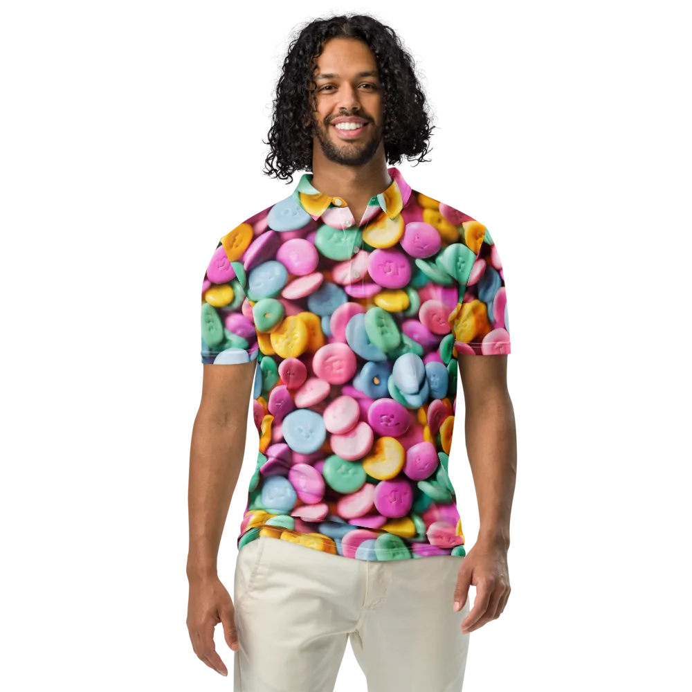 Candy Confetti on Men's Slim Fit Polo Shirt — Front