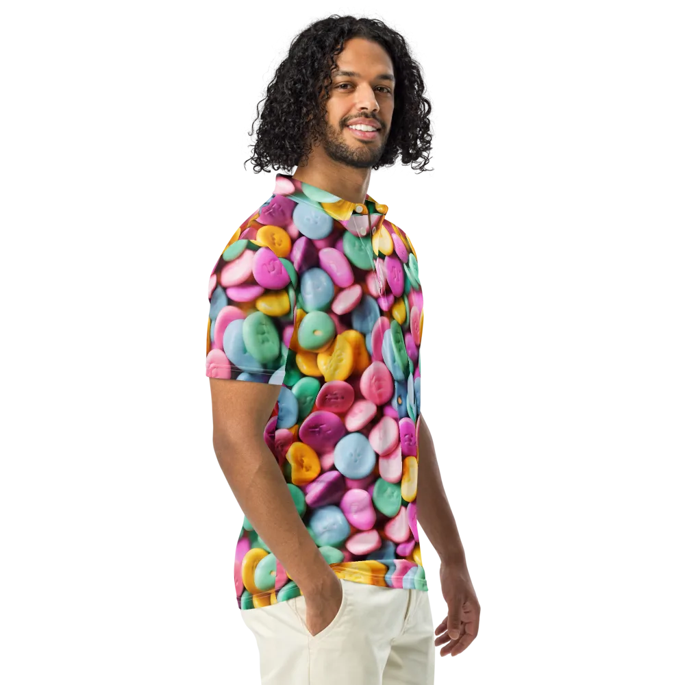 Candy Confetti on Men's Slim Fit Polo Shirt — Right Front