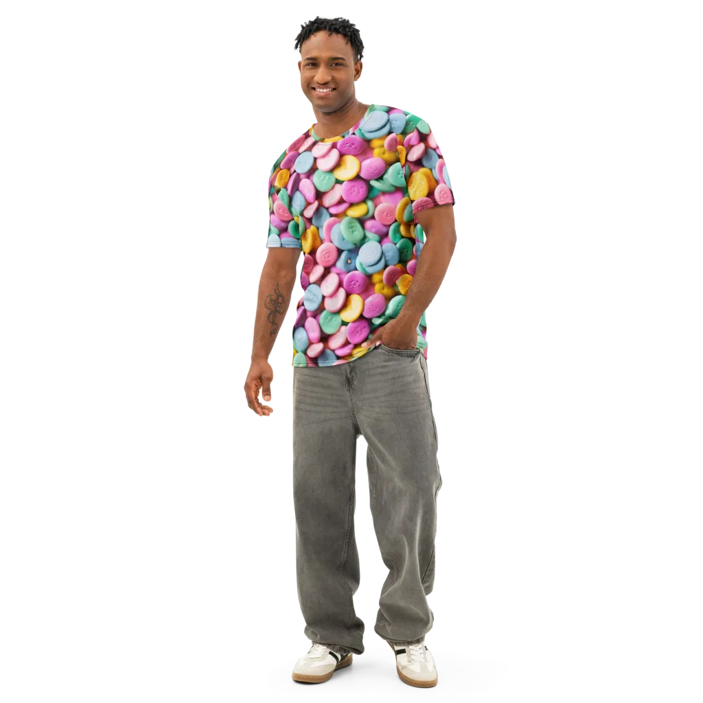 Candy Confetti on Men's Cotton Crew Neck T-Shirt — Front