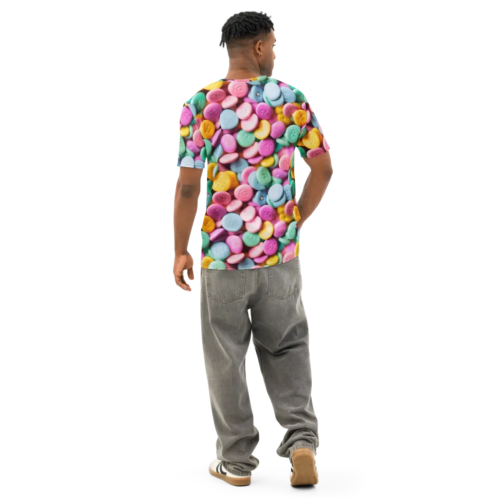 Candy Confetti on Men's Cotton Crew Neck T-Shirt — Back