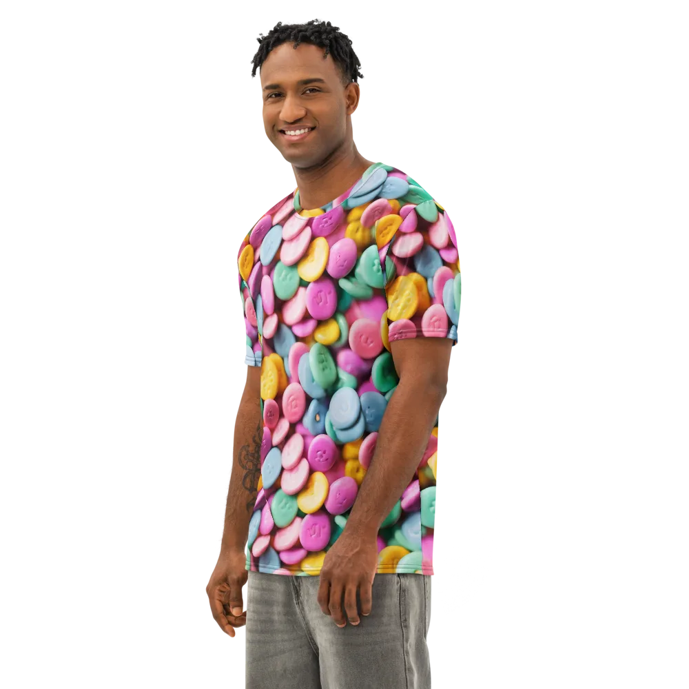 Candy Confetti on Men's Cotton Crew Neck T-Shirt — Left Front