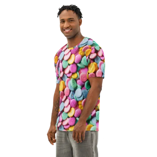 Candy Confetti on a Men's Cotton Crew Neck T-Shirt