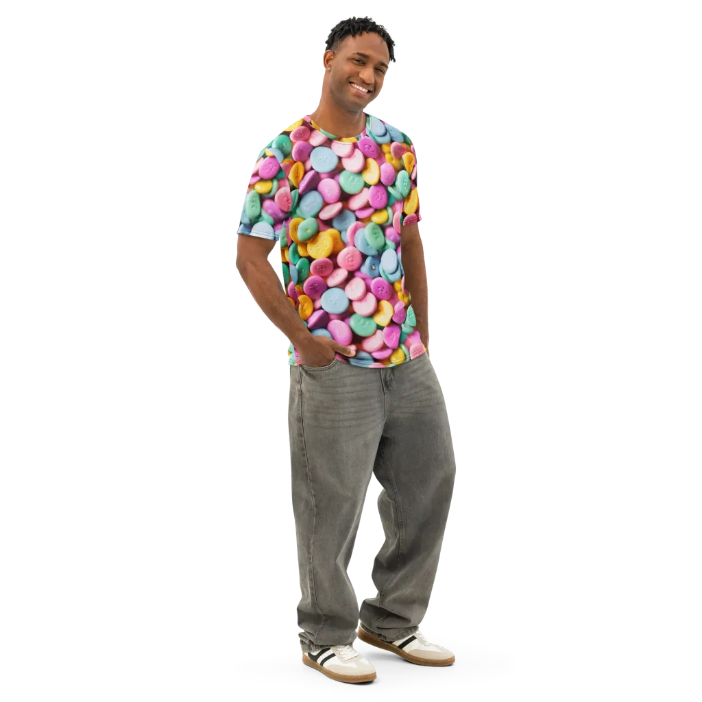 Candy Confetti on Men's Cotton Crew Neck T-Shirt — Right Front