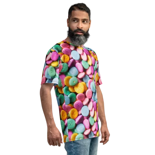 Candy Confetti on a Men's Crew Neck T-Shirt