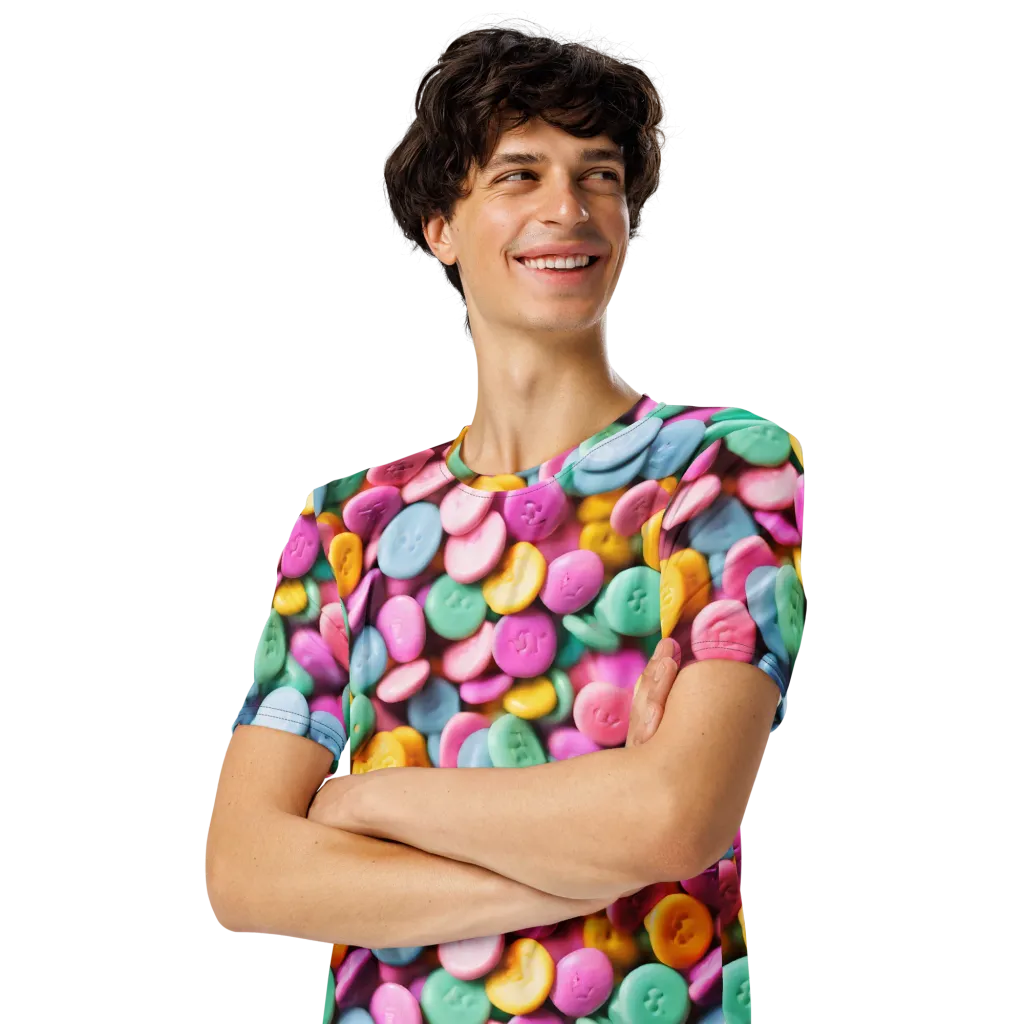 Candy Confetti on Men's Crew Neck T-Shirt — Left Front