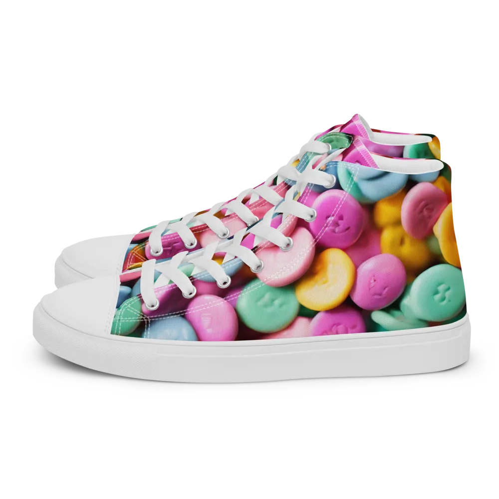 Candy Confetti on Men's High Top Canvas Shoes — Left