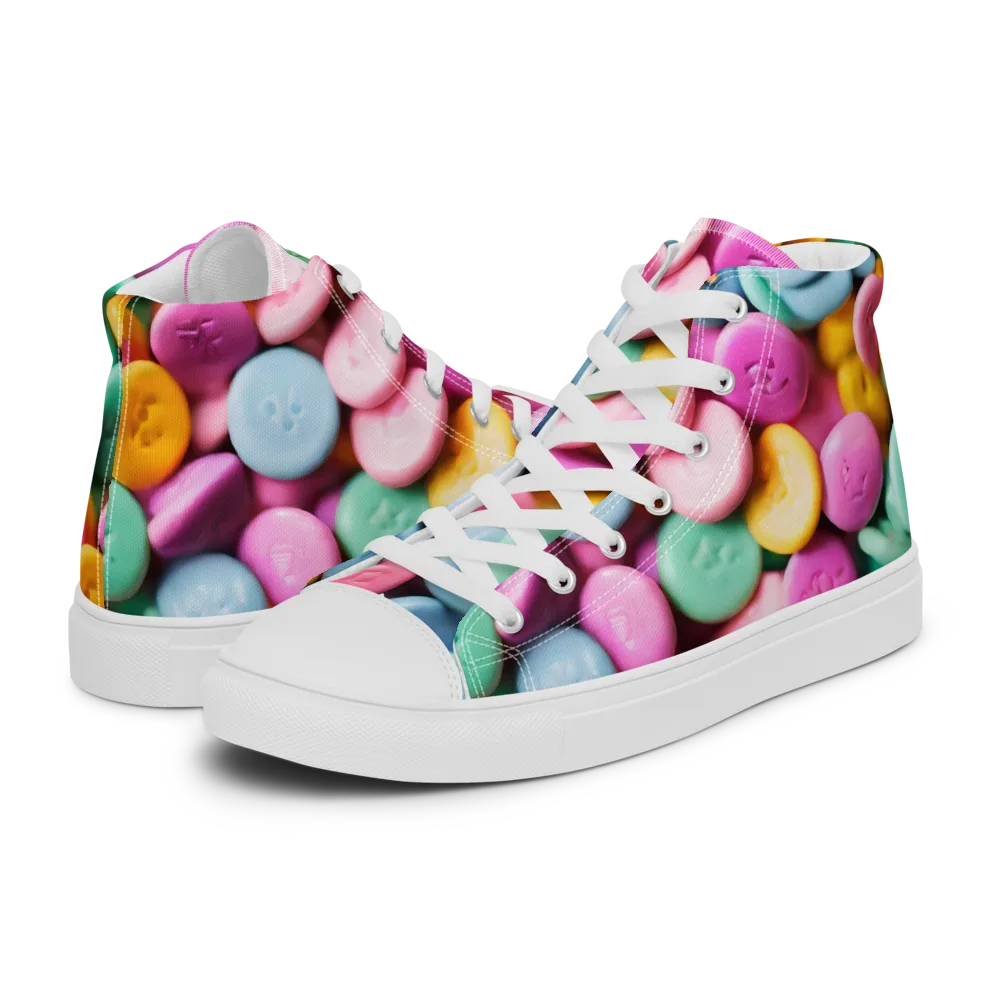 Candy Confetti on Men's High Top Canvas Shoes — Left