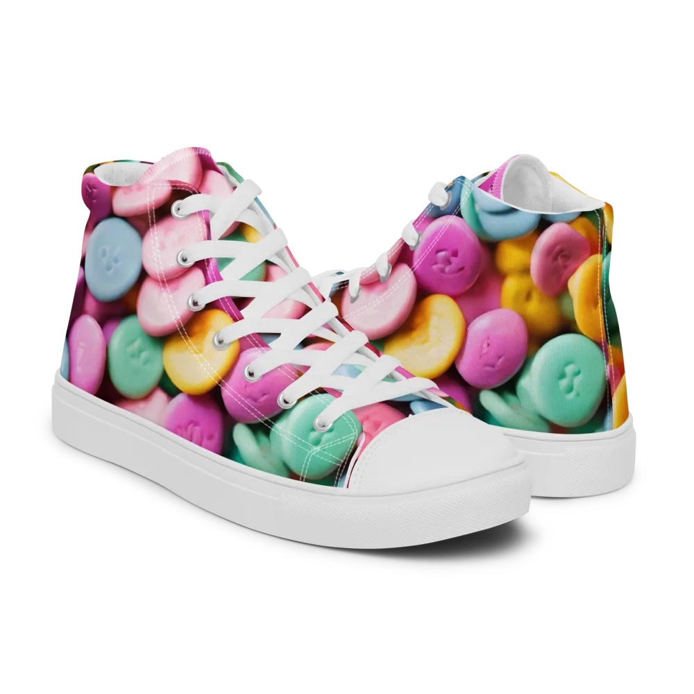 Candy Confetti on Men's High Top Canvas Shoes — Right