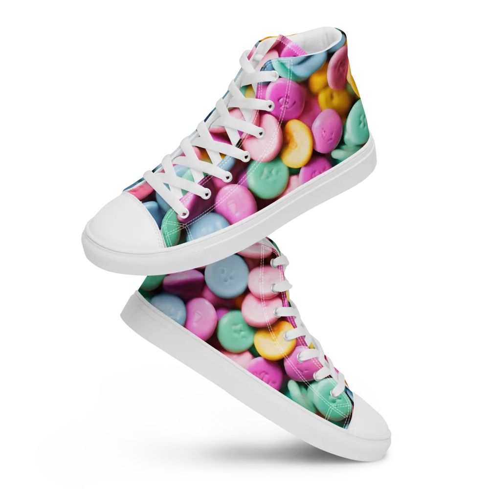 Candy Confetti on Men's High Top Canvas Shoes — Front