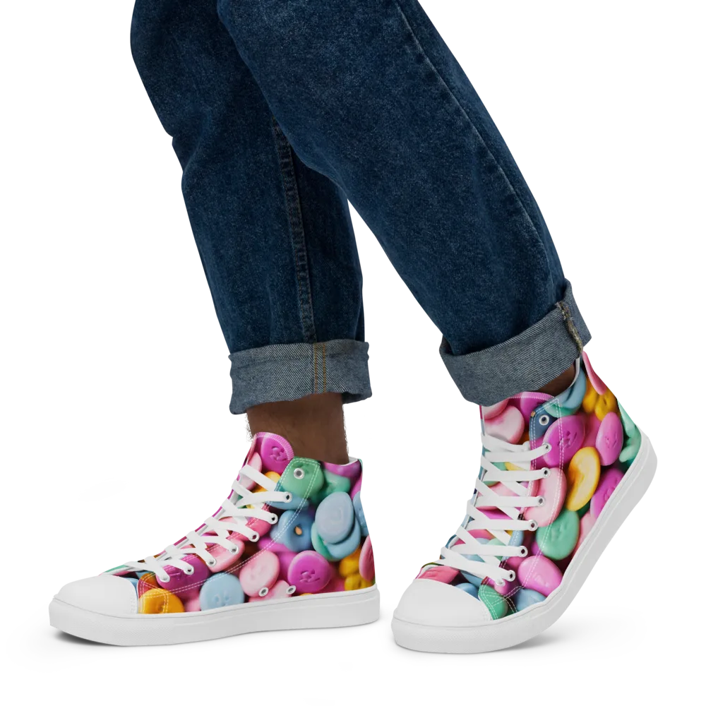 Candy Confetti on Men's High Top Canvas Shoes — Left