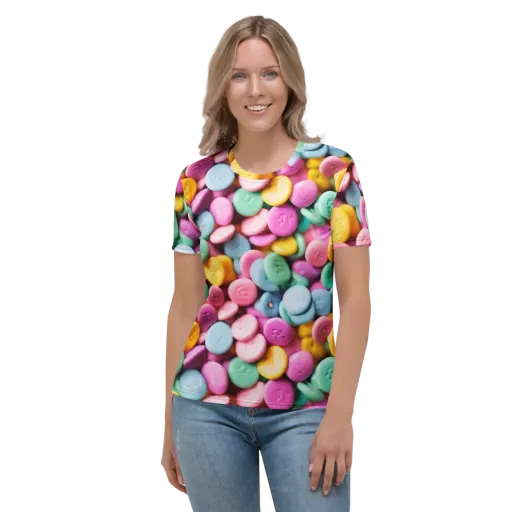 Candy Confetti on a Women's Crew Neck T-Shirt