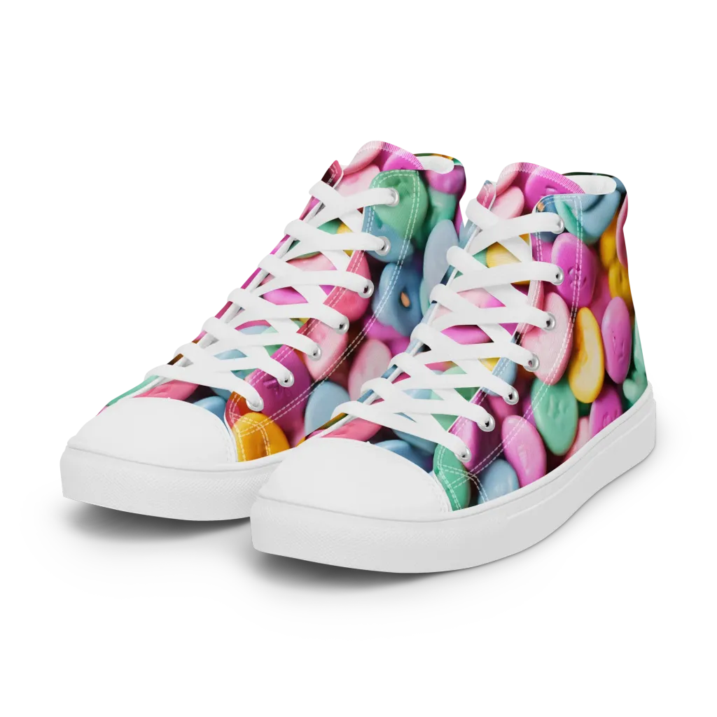 Candy Confetti on Women's High Top Canvas Shoes — Left Front