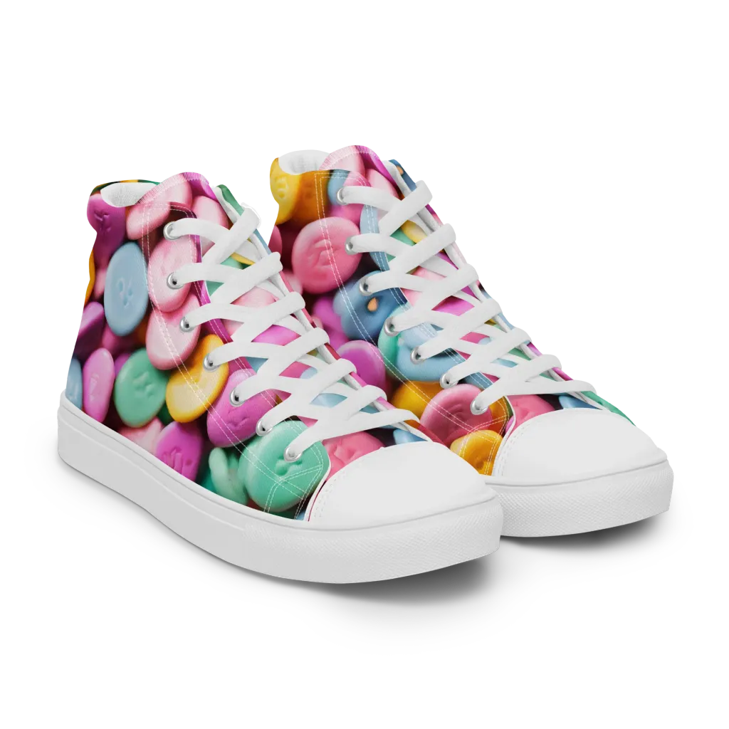 Candy Confetti on Women's High Top Canvas Shoes — Right Front