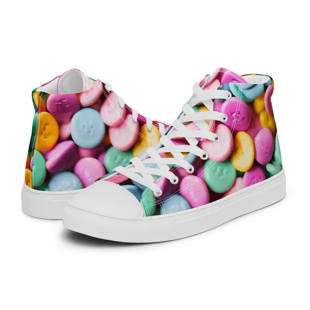 Candy Confetti on Women's High Top Canvas Shoes — Left