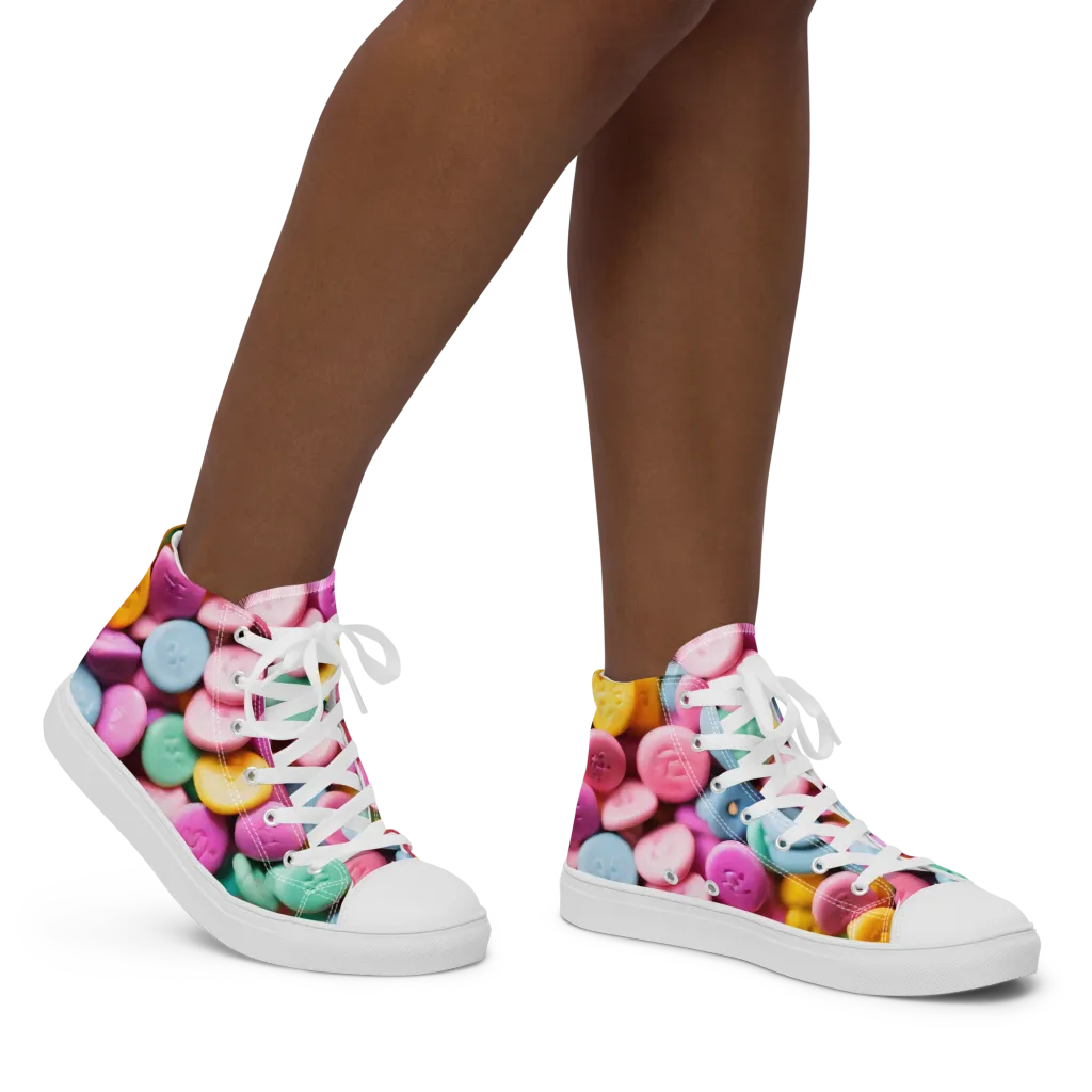 Candy Confetti on Women's High Top Canvas Shoes — Right