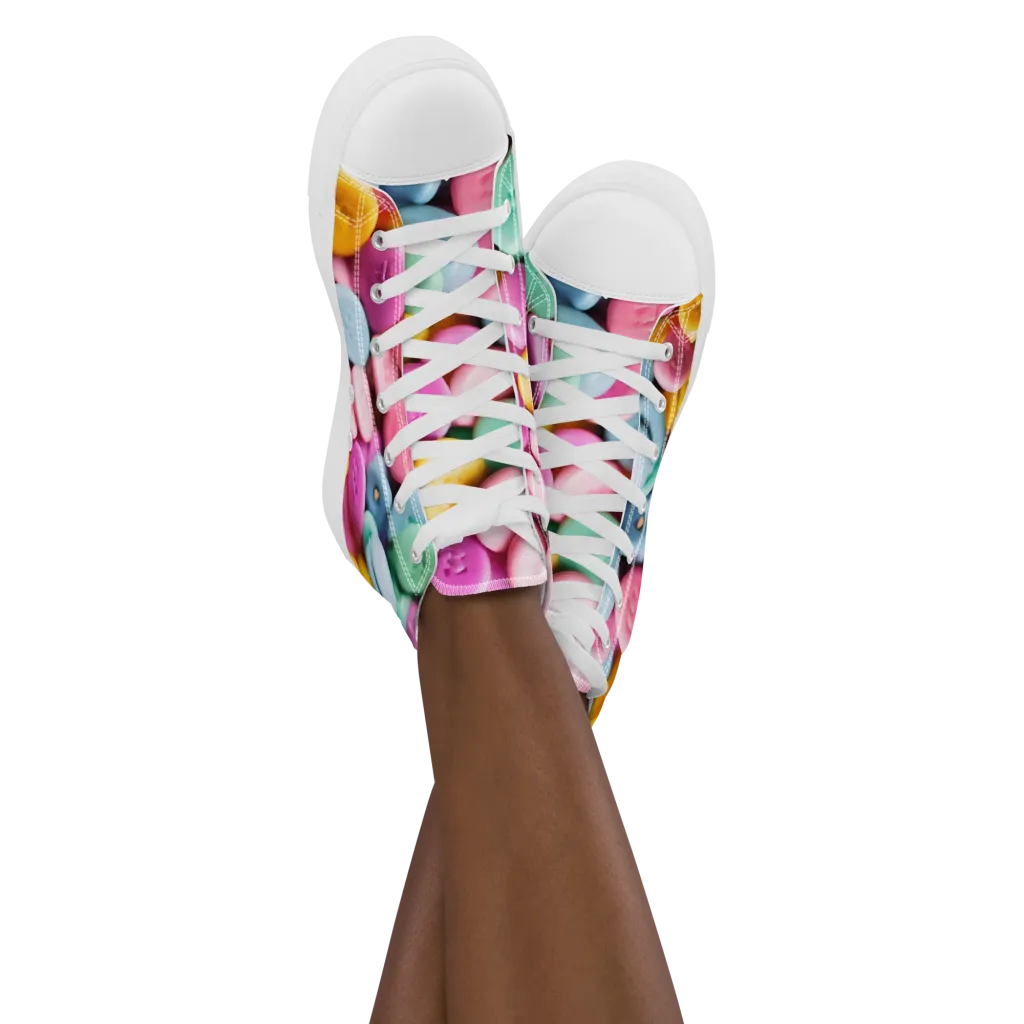 Candy Confetti on Women's High Top Canvas Shoes — Front