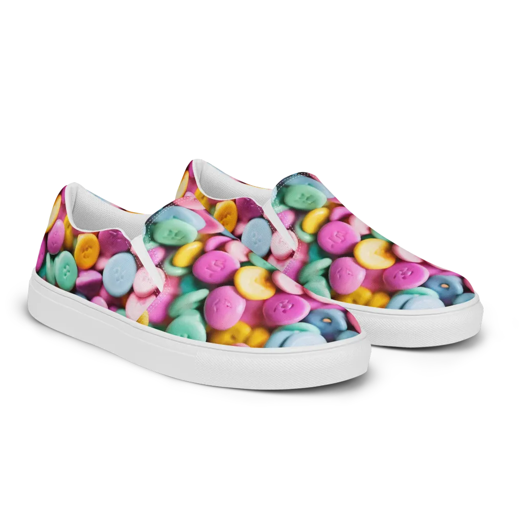 Candy Confetti on Men's Slip-On Canvas Shoes — Right Front