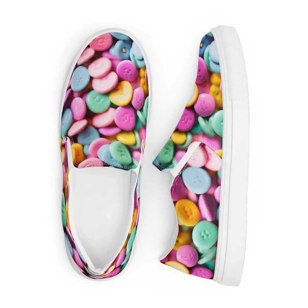 Candy Confetti on Men's Slip-On Canvas Shoes — Front