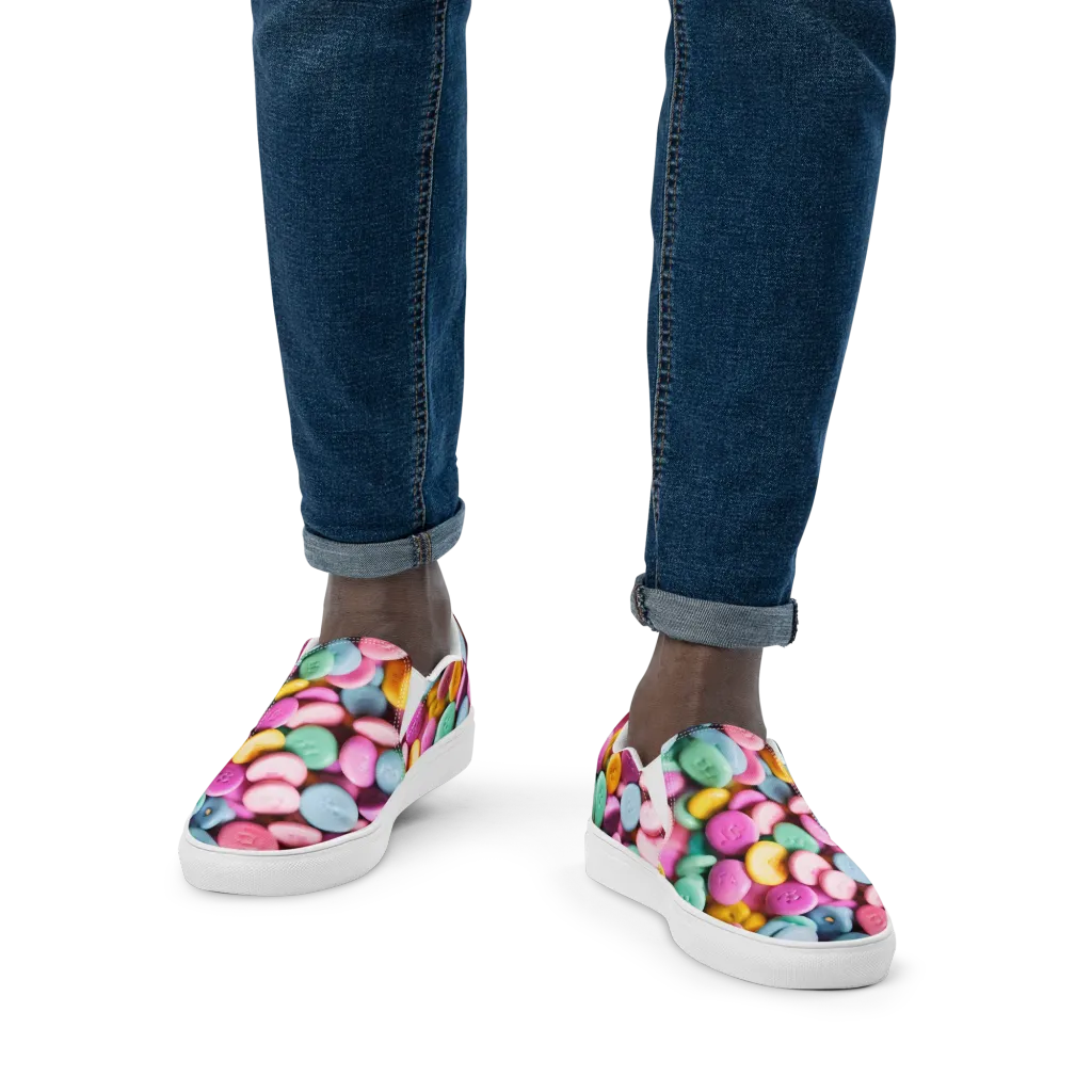 Candy Confetti on Men's Slip-On Canvas Shoes — Front