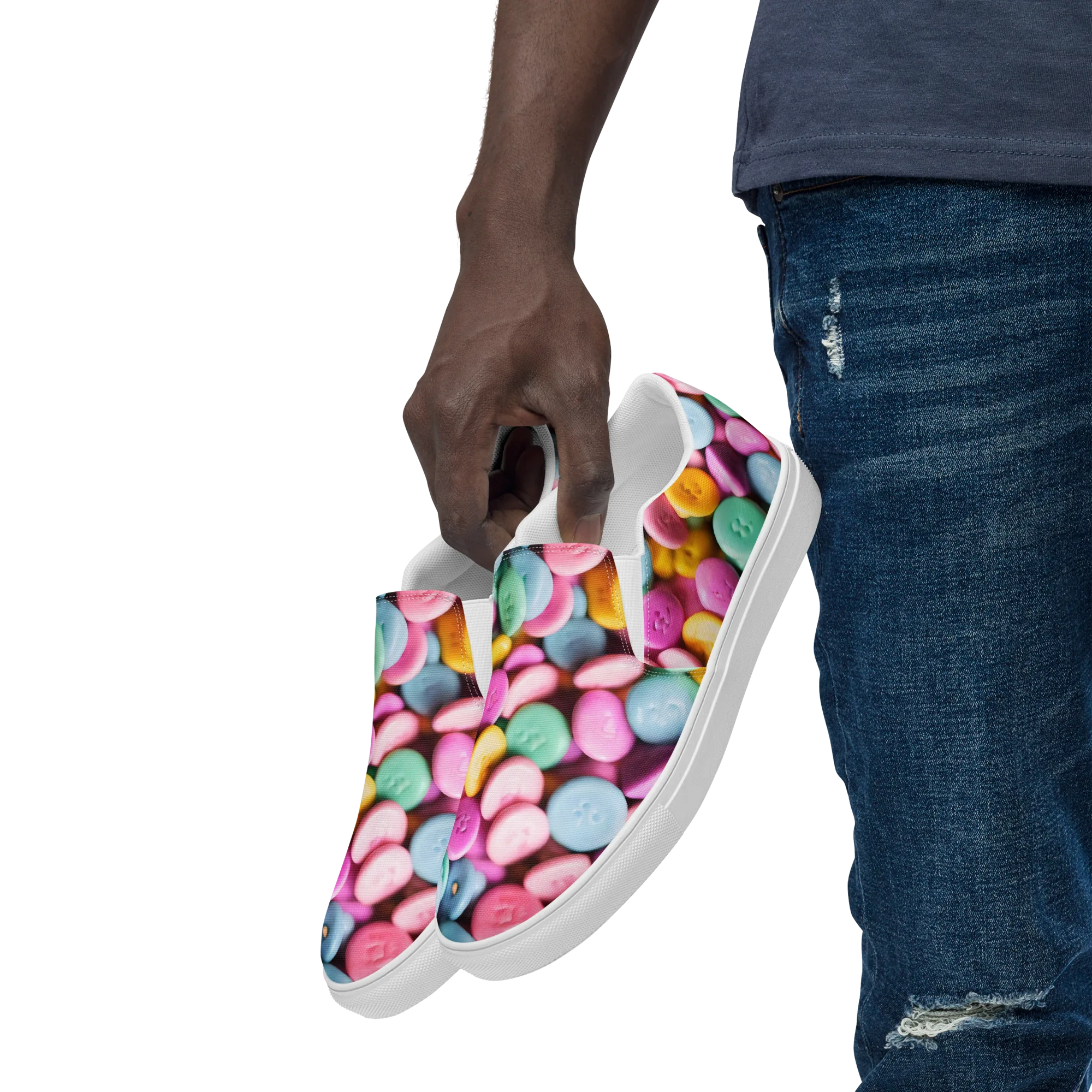 Candy Confetti on Men's Slip-On Canvas Shoes — Left Front