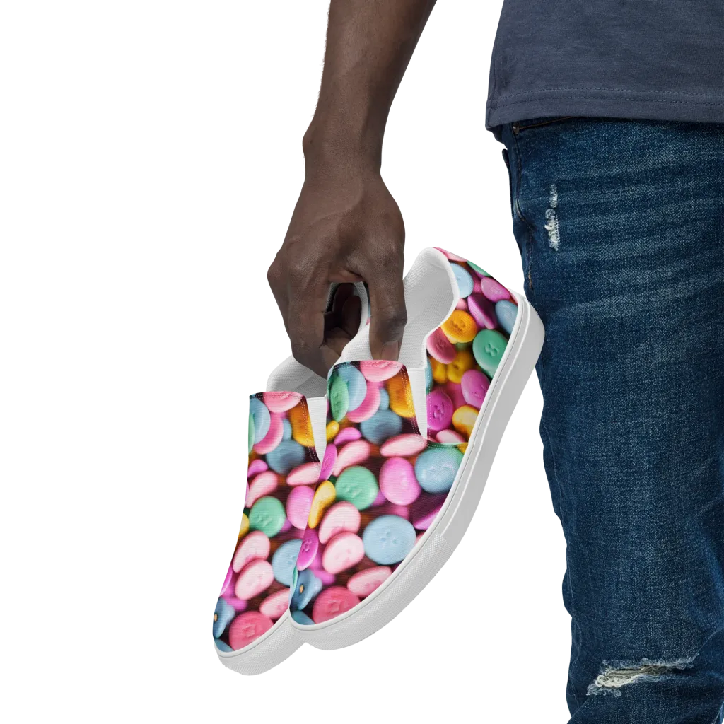 Candy Confetti on Men's Slip-On Canvas Shoes — Left Front