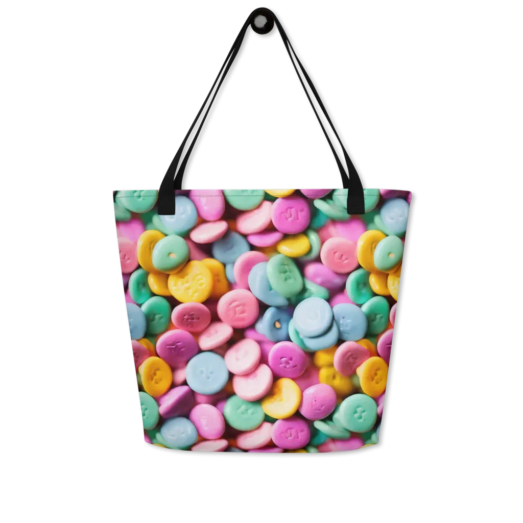 Candy Confetti on Large Tote Bag W/ Pocket — Front