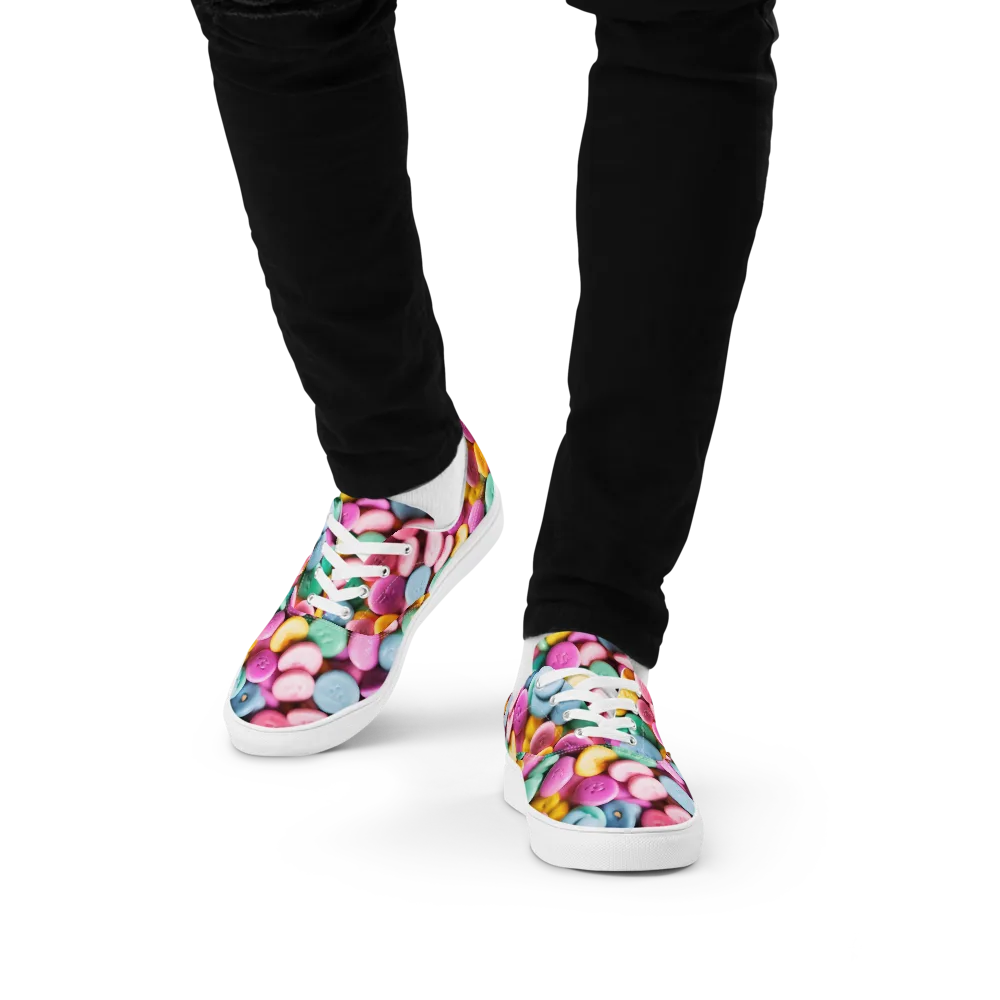 Candy Confetti on Men's Lace-Up Canvas Shoes — Front