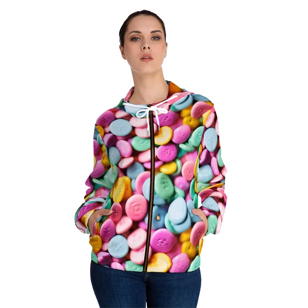 Candy Confetti on Women's Full-Zip Hoodie — Front On Person