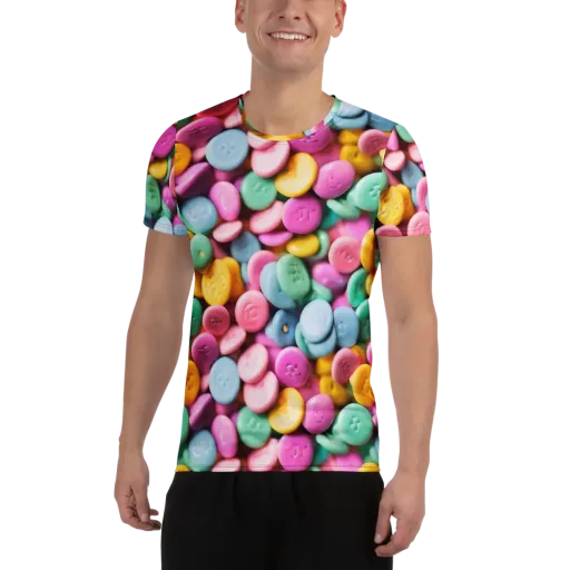 Candy Confetti on a Men's Athletic T-Shirt