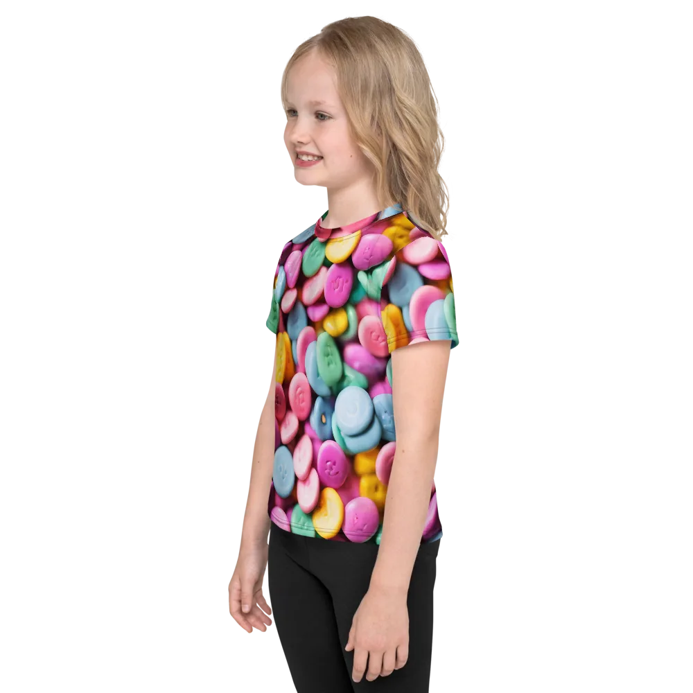 Candy Confetti on Kids Crew Neck T-Shirt — Left