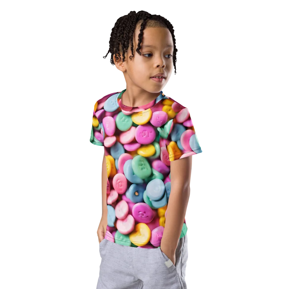 Candy Confetti on Kids Crew Neck T-Shirt — Left Front