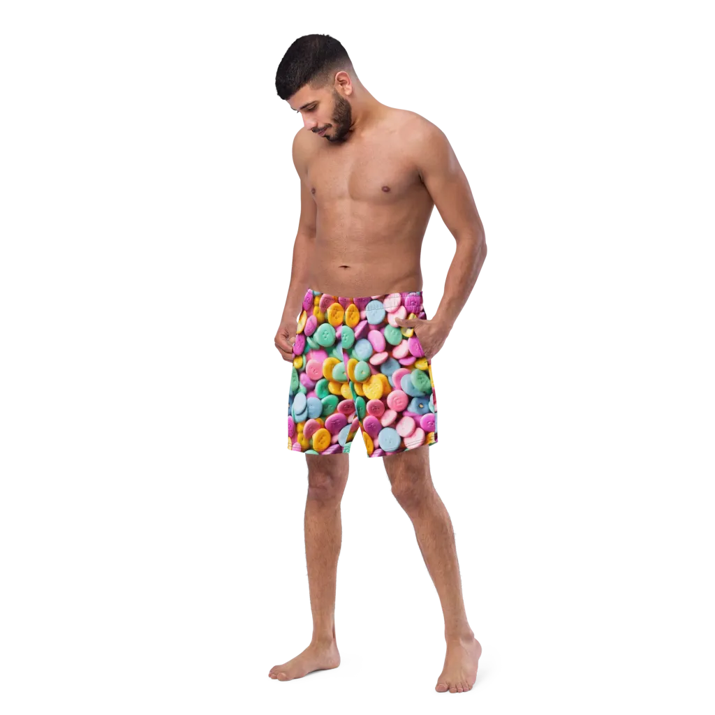 Candy Confetti on Swim Trunks — Left Front