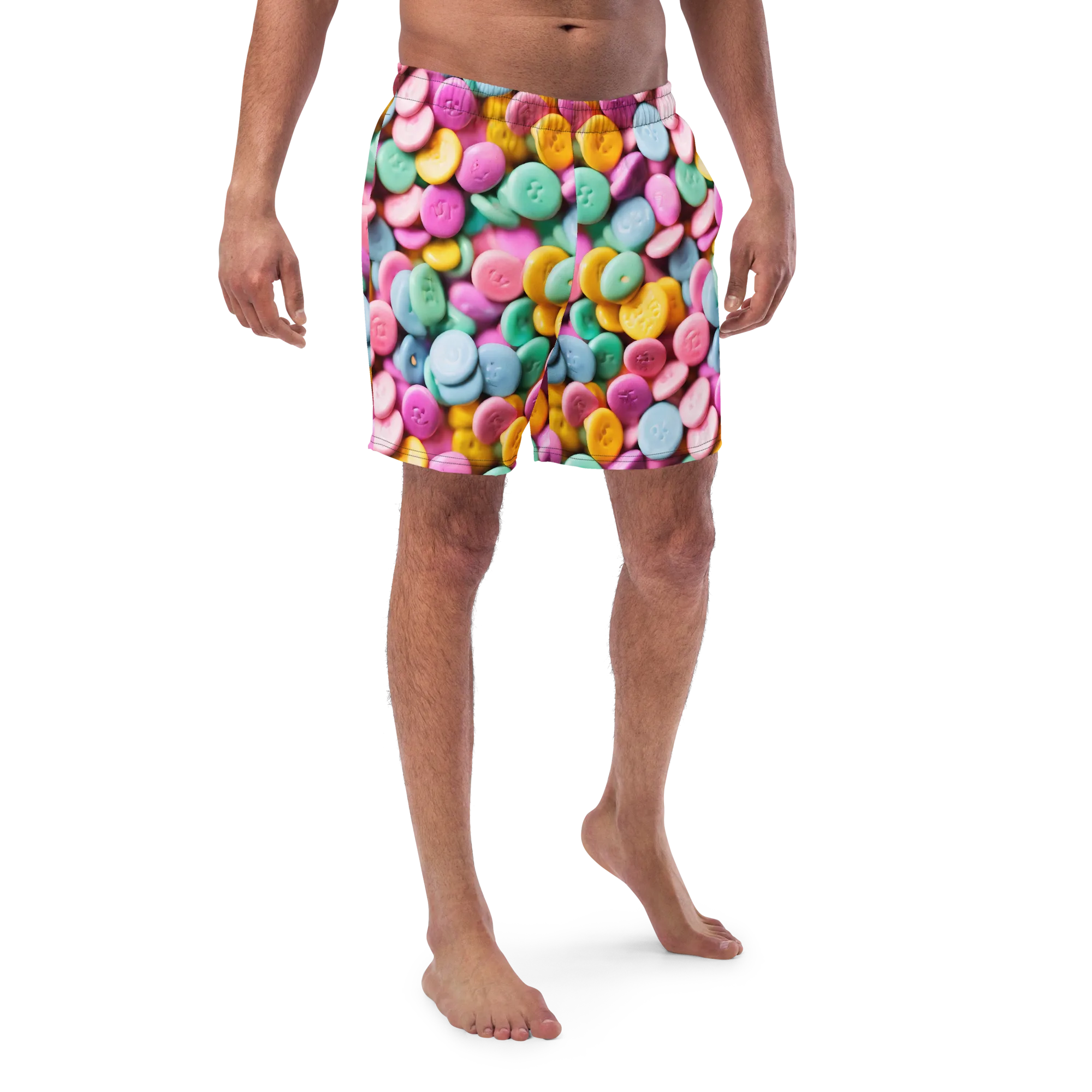 Candy Confetti on Swim Trunks — Front