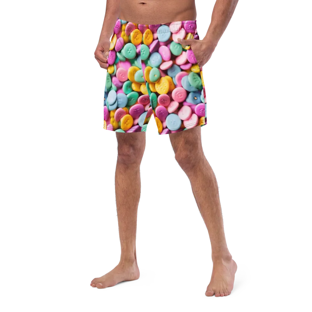 Candy Confetti on Swim Trunks — Left Front