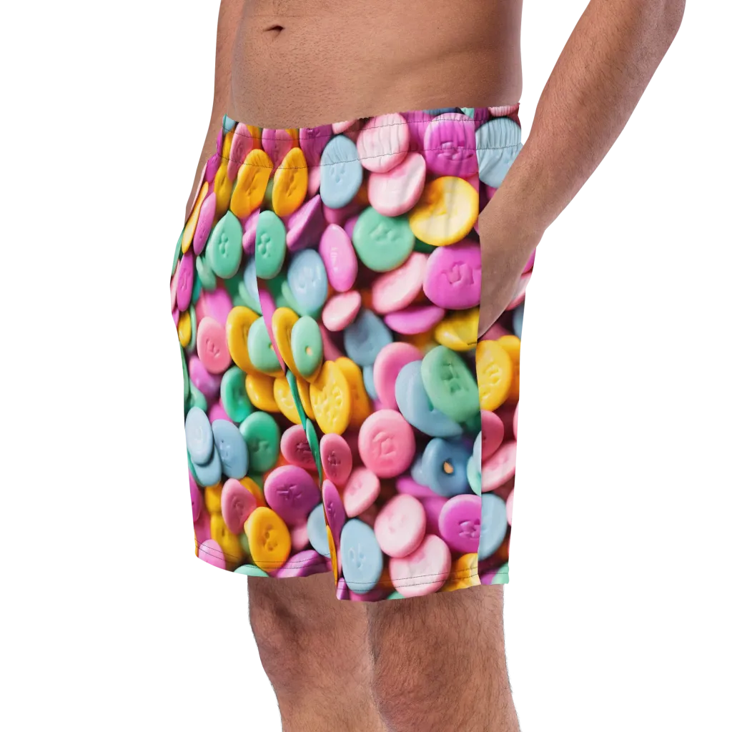 Candy Confetti on Swim Trunks — Left Front
